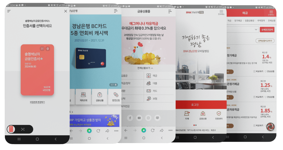 모바일 앱/웹 뱅킹 개발 업무 정보